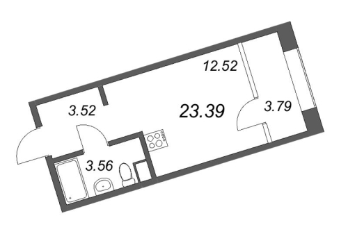 1-комнатная квартира, 24.2 м²; этаж: 4 - купить в Санкт-Петербурге
