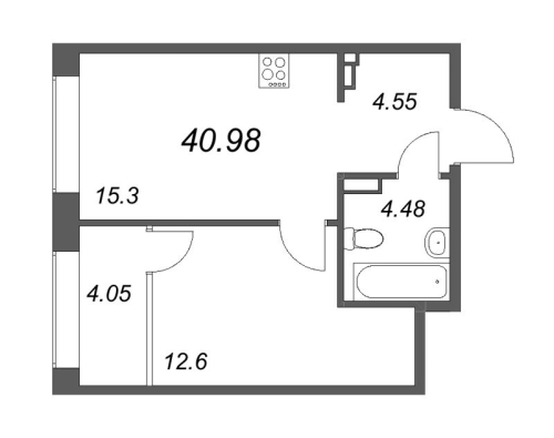 1-комнатная квартира, 40.26 м²; этаж: 4 - купить в Санкт-Петербурге