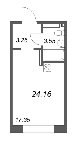 1-комнатная квартира, 24.83 м²; этаж: 7 - купить в Санкт-Петербурге