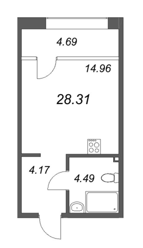 1-комнатная квартира, 29.39 м²; этаж: 4 - купить в Санкт-Петербурге