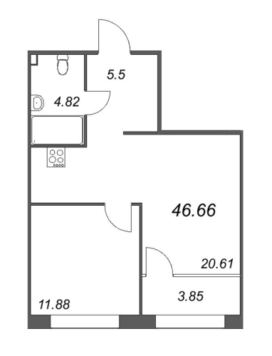 1-комнатная квартира, 49.08 м²; этаж: 5 - купить в Санкт-Петербурге