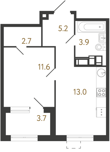 1-комнатная квартира, 36.4 м²; этаж: 9 - купить в Санкт-Петербурге
