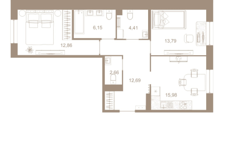 2-комнатная квартира, 70 м²; этаж: 7 - купить в Санкт-Петербурге