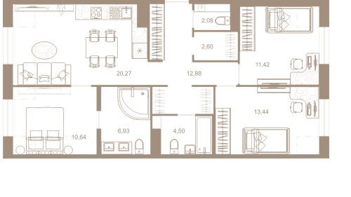 3-комнатная квартира, 85.9 м²; этаж: 7 - купить в Санкт-Петербурге