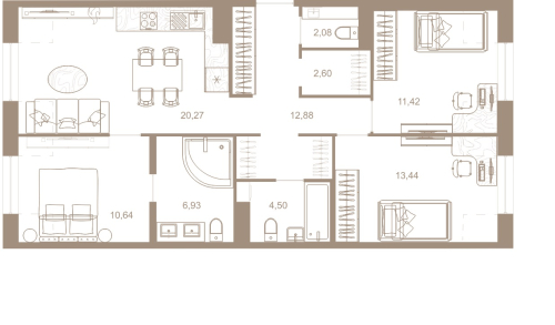 3-комнатная квартира, 132.1 м²; этаж: 6 - купить в Санкт-Петербурге