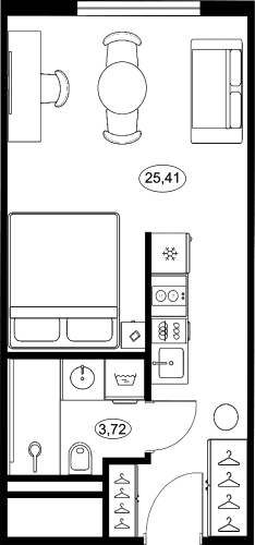 1-комнатная квартира, 29.13 м²; этаж: 21 - купить в Санкт-Петербурге