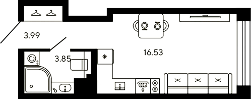 1-комнатная квартира, 24.37 м²; этаж: 12 - купить в Санкт-Петербурге