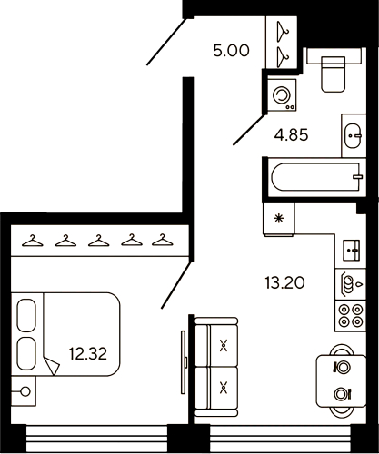 1-комнатная квартира, 35.37 м²; этаж: 8 - купить в Санкт-Петербурге