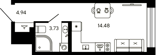 1-комнатная квартира, 23.15 м²; этаж: 7 - купить в Санкт-Петербурге