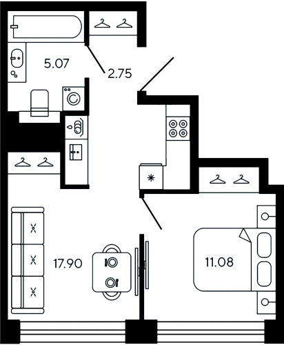 1-комнатная квартира, 36.8 м²; этаж: 10 - купить в Санкт-Петербурге