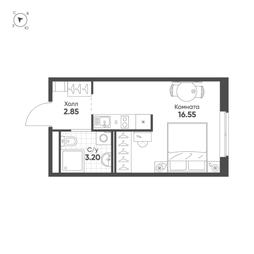 1-комнатная квартира, 22.6 м²; этаж: 5 - купить в Санкт-Петербурге