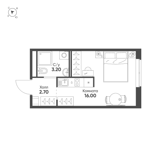 1-комнатная квартира, 21.9 м²; этаж: 8 - купить в Санкт-Петербурге