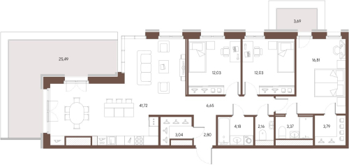 3-комнатная квартира, 109.9 м²; этаж: 9 - купить в Санкт-Петербурге