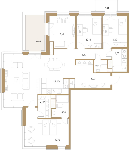 4-комнатная квартира, 137.3 м²; этаж: 8 - купить в Санкт-Петербурге