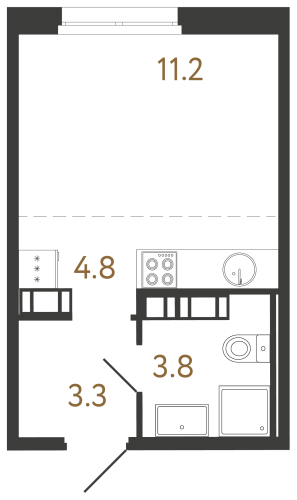 1-комнатная квартира, 23.1 м²; этаж: 9 - купить в Санкт-Петербурге