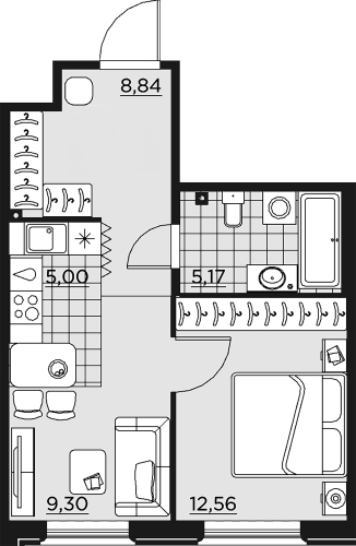 1-комнатная квартира, 40.9 м²; этаж: 3 - купить в Санкт-Петербурге