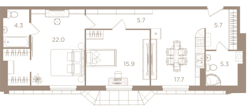 2-комнатная квартира, 76.6 м²; этаж: 6 - купить в Санкт-Петербурге