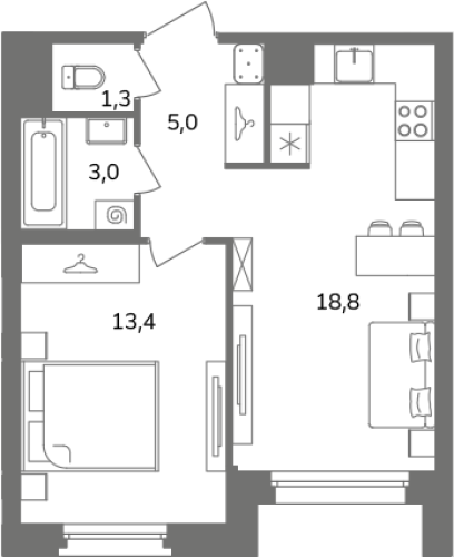 1-комнатная квартира, 41.5 м²; этаж: 2 - купить в Санкт-Петербурге