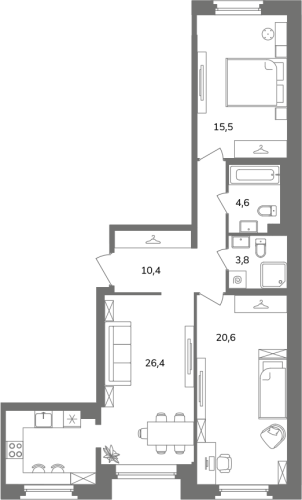 2-комнатная квартира, 81.3 м²; этаж: 2 - купить в Санкт-Петербурге