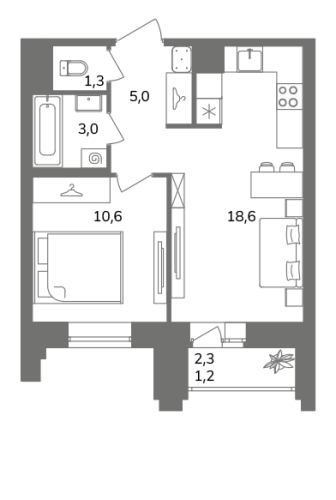 1-комнатная квартира, 39.7 м²; этаж: 10 - купить в Санкт-Петербурге