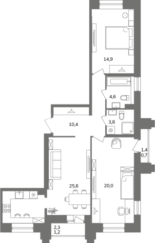 2-комнатная квартира, 81.2 м²; этаж: 5 - купить в Санкт-Петербурге