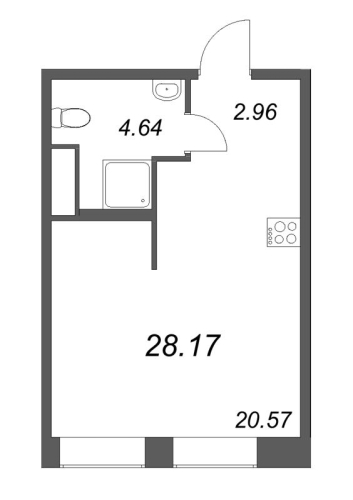 1-комнатная квартира, 28.17 м²; этаж: 6 - купить в Санкт-Петербурге