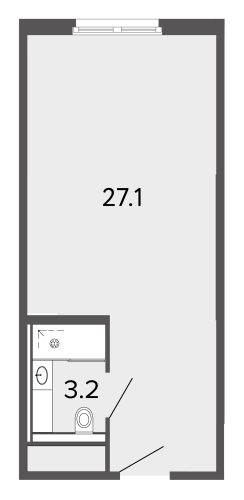 1-комнатная квартира, 33.1 м²; этаж: 6 - купить в Санкт-Петербурге