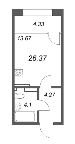 1-комнатная квартира, 27.14 м²; этаж: 6 - купить в Санкт-Петербурге