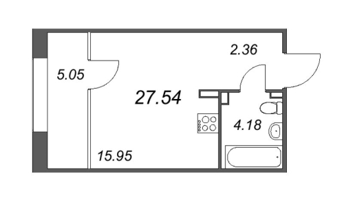 1-комнатная квартира, 28.16 м²; этаж: 4 - купить в Санкт-Петербурге