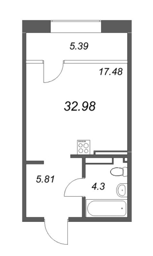 1-комнатная квартира, 60.98 м²; этаж: 7 - купить в Санкт-Петербурге