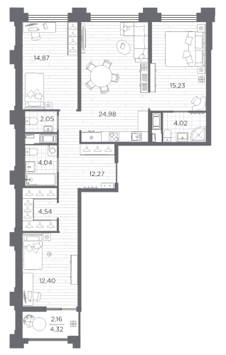 3-комнатная квартира, 96.56 м²; этаж: 5 - купить в Санкт-Петербурге