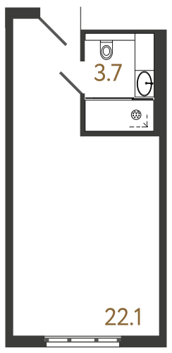 1-комнатная квартира, 25.8 м²; этаж: 4 - купить в Санкт-Петербурге