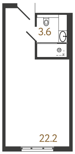 1-комнатная квартира, 25.8 м²; этаж: 12 - купить в Санкт-Петербурге