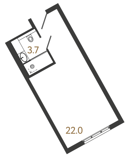 1-комнатная квартира, 25.7 м²; этаж: 3 - купить в Санкт-Петербурге