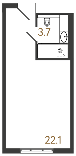 1-комнатная квартира, 25.8 м²; этаж: 10 - купить в Санкт-Петербурге