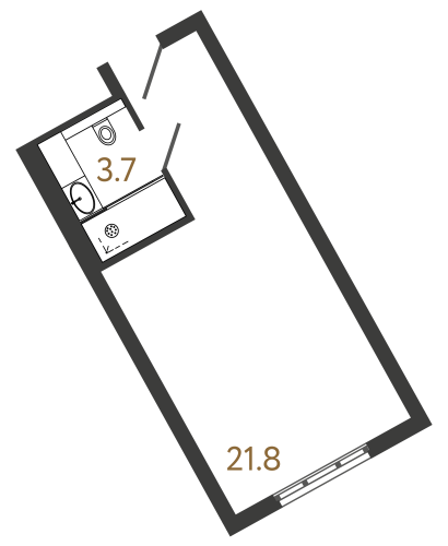 1-комнатная квартира, 25.5 м²; этаж: 3 - купить в Санкт-Петербурге