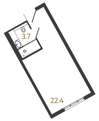 1-комнатная квартира, 26.1 м²; этаж: 9 - купить в Санкт-Петербурге