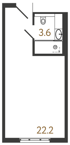 1-комнатная квартира, 25.8 м²; этаж: 14 - купить в Санкт-Петербурге