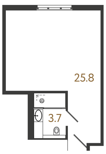 1-комнатная квартира, 29.5 м²; этаж: 3 - купить в Санкт-Петербурге