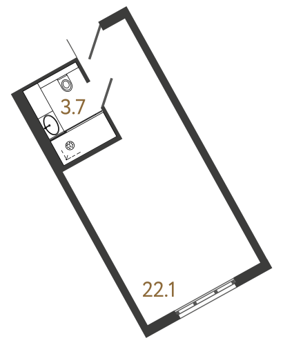 1-комнатная квартира, 25.8 м²; этаж: 4 - купить в Санкт-Петербурге