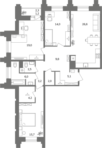 3-комнатная квартира, 109.3 м²; этаж: 11 - купить в Санкт-Петербурге