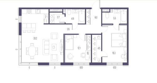 2-комнатная квартира, 87.7 м²; этаж: 8 - купить в Санкт-Петербурге