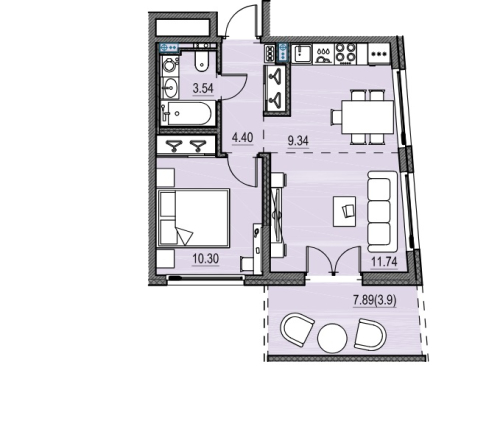1-комнатная квартира, 39.44 м²; этаж: 14 - купить в Санкт-Петербурге