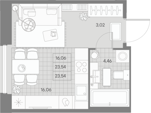 1-комнатная квартира, 24.22 м²; этаж: 9 - купить в Санкт-Петербурге