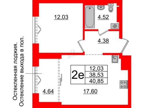 1-комнатная квартира, 38.53 м²; этаж: 5 - купить в Санкт-Петербурге