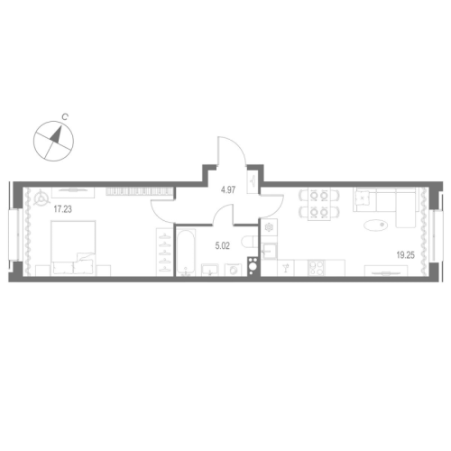 1-комнатная квартира, 46.47 м²; этаж: 4 - купить в Санкт-Петербурге