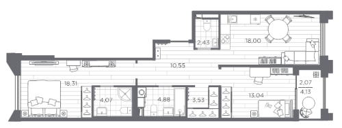 2-комнатная квартира, 76.88 м²; этаж: 3 - купить в Санкт-Петербурге