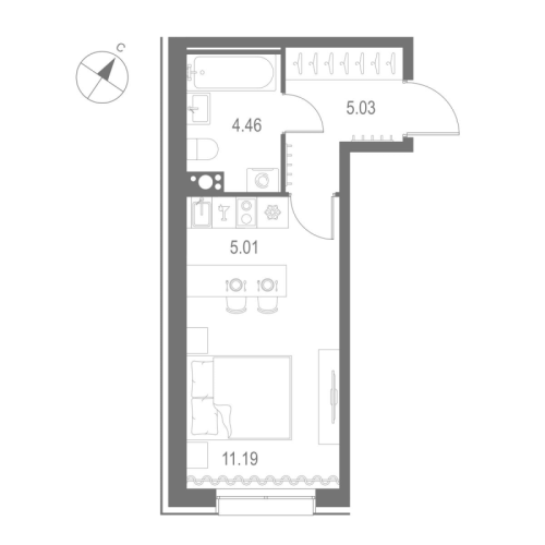 1-комнатная квартира, 25.69 м²; этаж: 6 - купить в Санкт-Петербурге