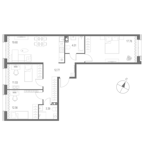 3-комнатная квартира, 81.62 м²; этаж: 5 - купить в Санкт-Петербурге