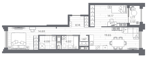 2-комнатная квартира, 68.11 м²; этаж: 3 - купить в Санкт-Петербурге
